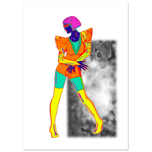Poster premium en papier mat Femme aux deux mignons / Orange