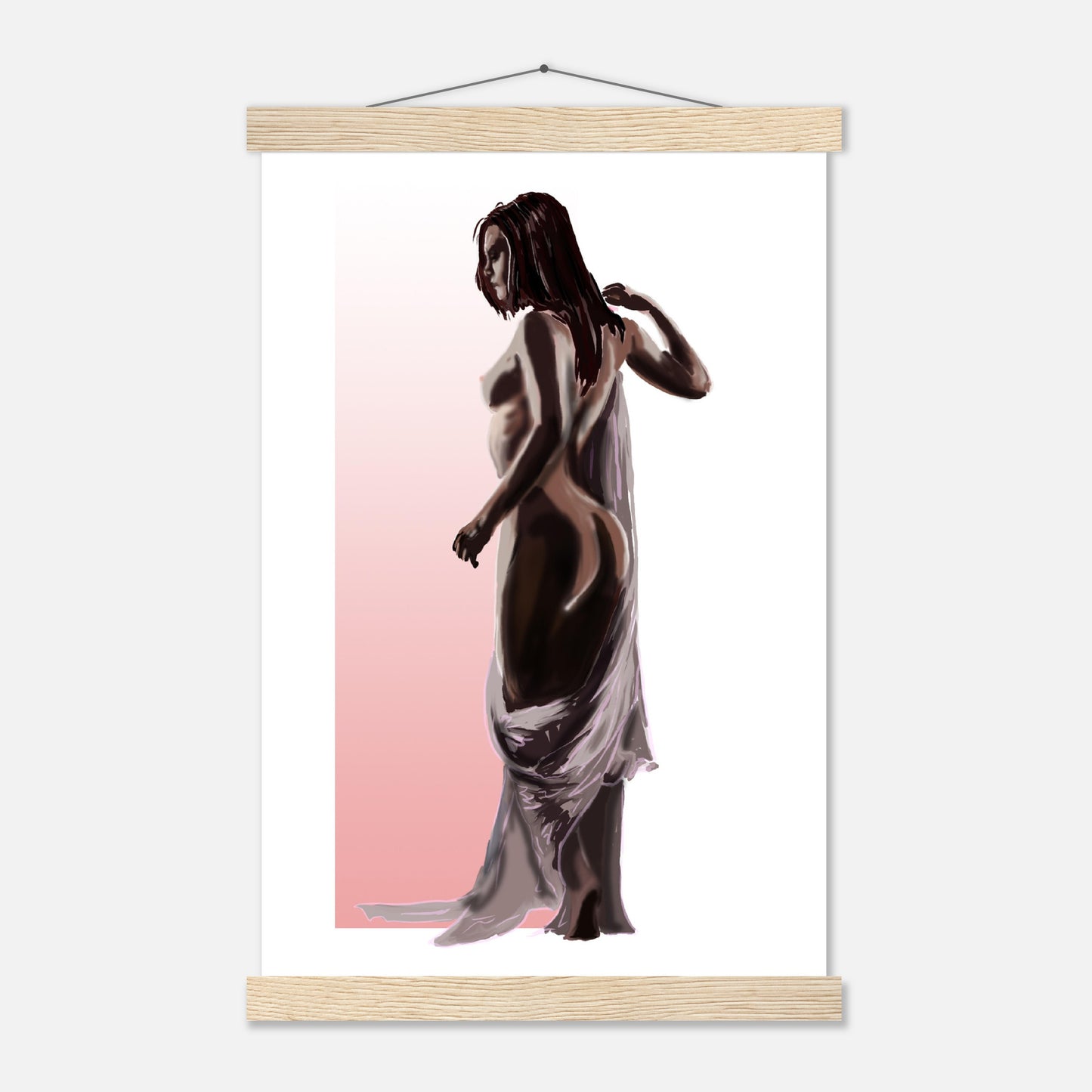 Poster premium avec baguettes de suspension La Femme au drap