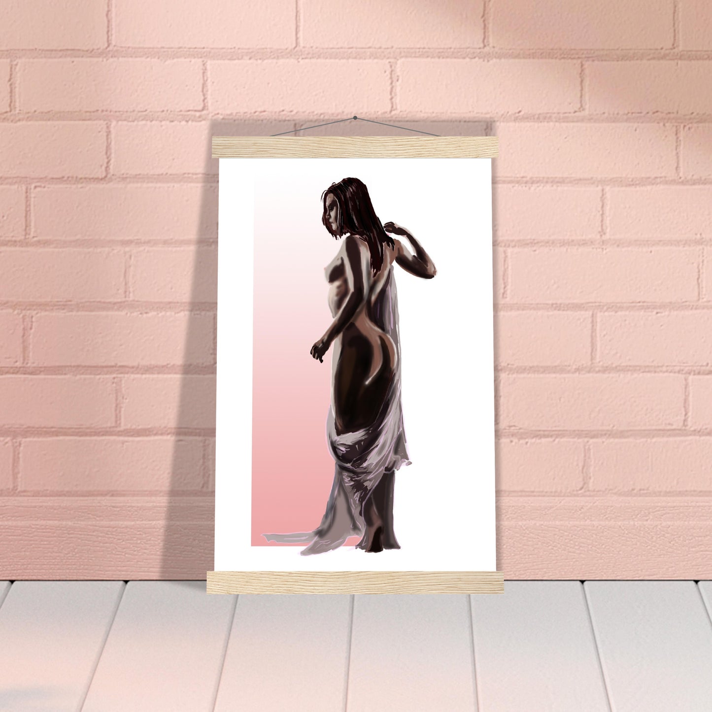 Poster premium avec baguettes de suspension La Femme au drap